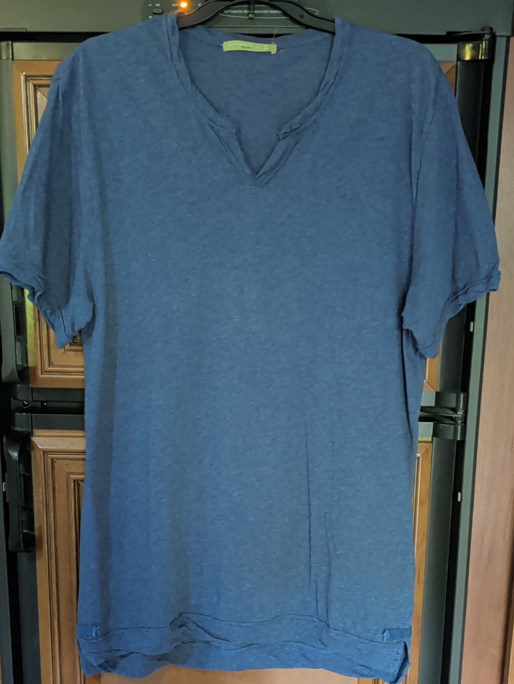 Alternative Earth Men's Blue V-Neck Casual Shirt Organic Cotton